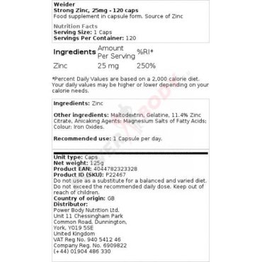 Weider Strong Zinc Caps Weider